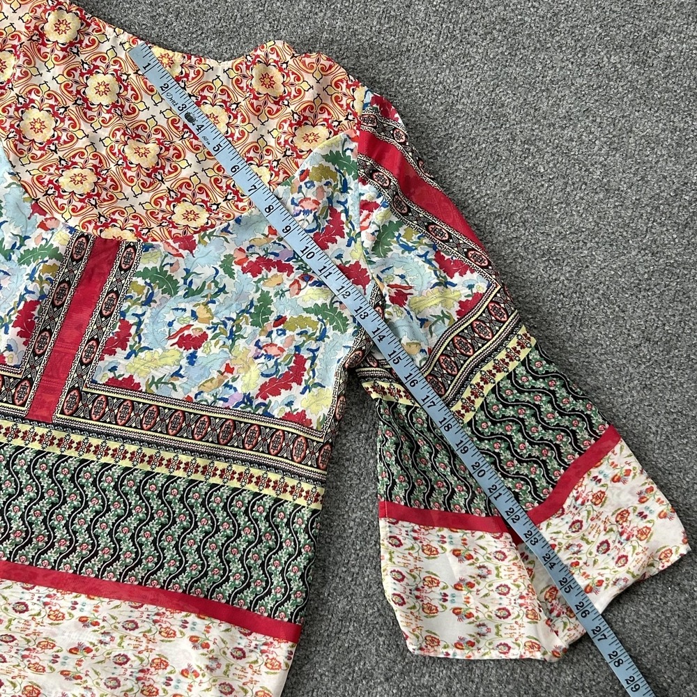 Fig And Flower Blouse Womens Large Multicolor‎ Boho Floral Peasant Top PAT1485 - Picture 10 of 12